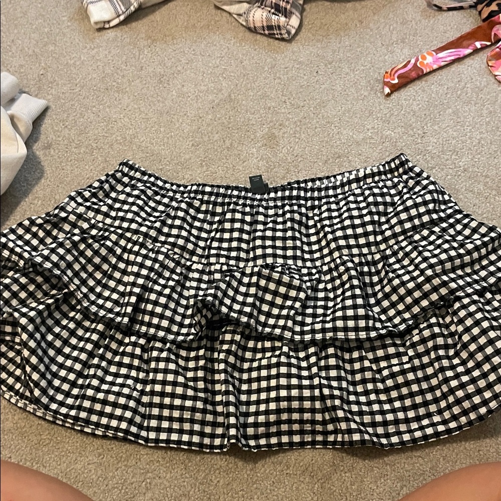 Wild Fable Black and White Gingham Midi Skirt